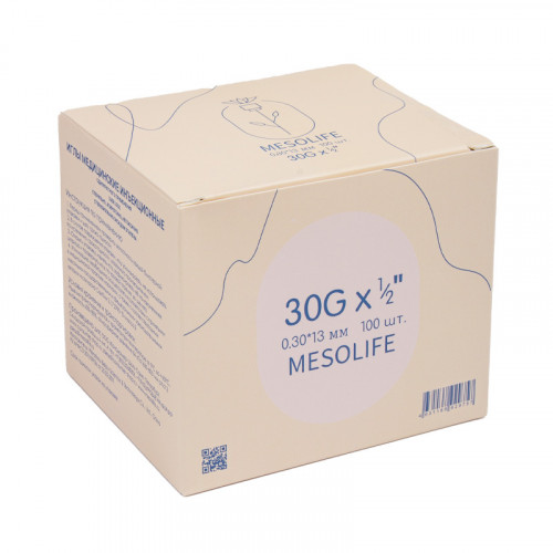 Игла одноразовая медицинская инъекционная стерильная  MESOLIFE 30G 0,30*13 мм 100/5000