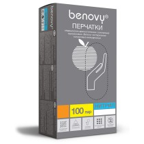 Перчатки нитриловые BENOVY текстурированные на пальцах голубые S 500/50