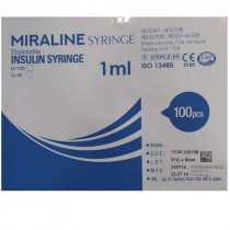 Шприц инсулиновый 1 мл U-100 31G 0,26*12 мм интегрированная игла Miraline Корея 100 шт